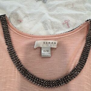 Kenar Blush Pink Top with Embellished Neckline